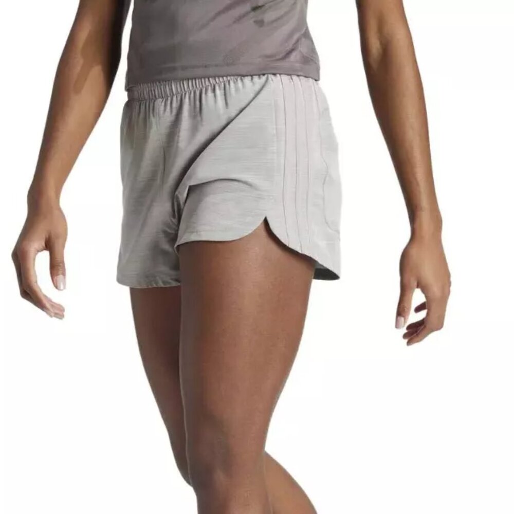 Adidas Women's Size XL Pacer 3-Stripes 3S Woven Heather Shorts  GH1380 Gray New